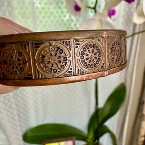 Vintage 1960’s Etched Copper Prayer Wheel Bangle